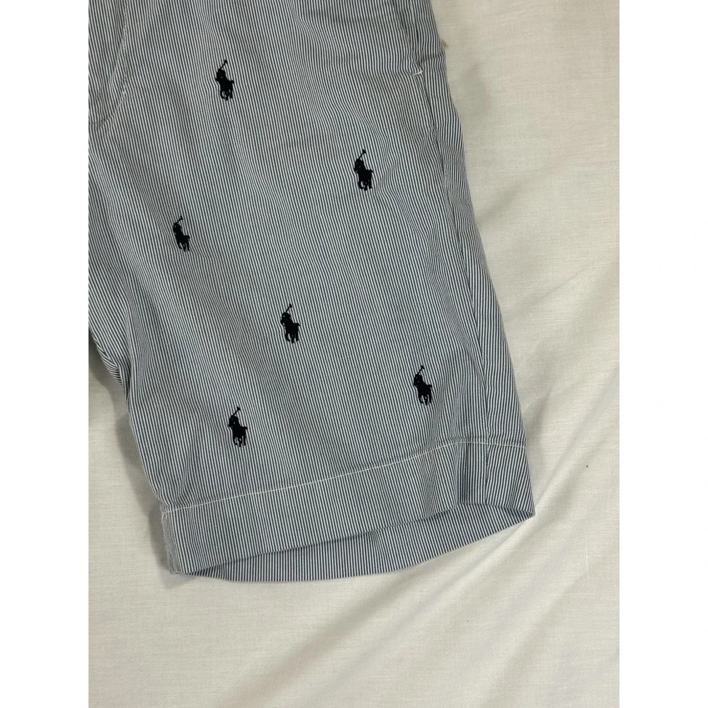 Polo Ralph Lauren Shorts Blue White Seersucker‎ Chino Pony Logo All Over Mens 29